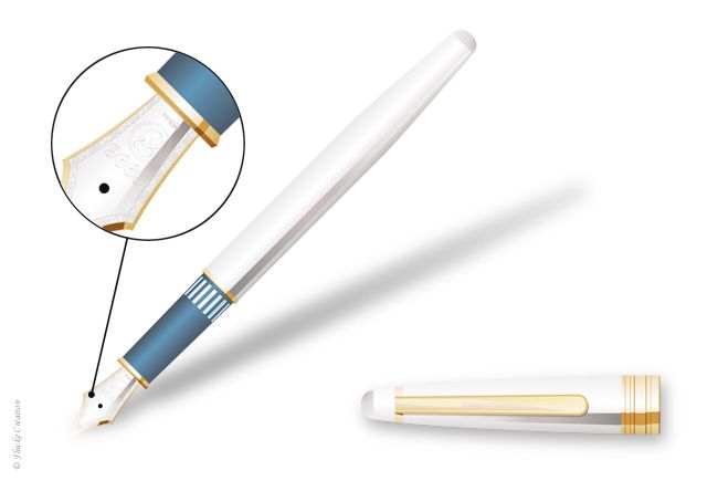 Illustration - Réalisation vectorielle d'un stylo plume de luxe avec détail du bec gravé de qualité photo réaliste